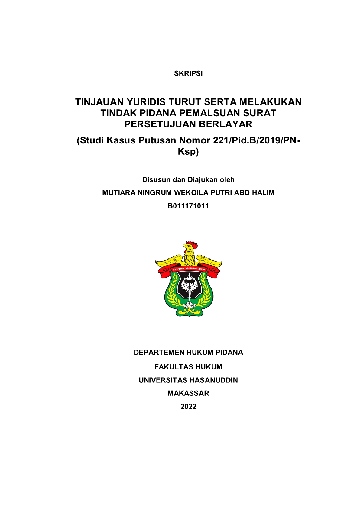 Tinjauan Yuridis Turut Serta Melakukan Tindak Pidana Pemalsuan Surat ...